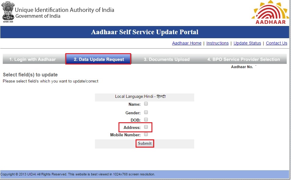 Click On Address Option