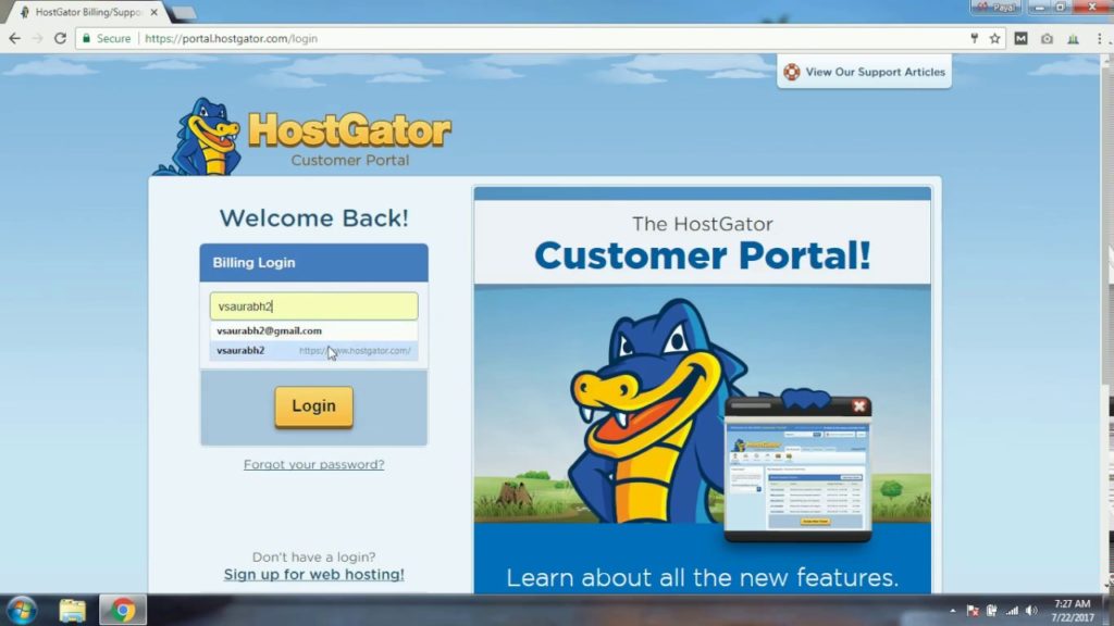 hostgator login