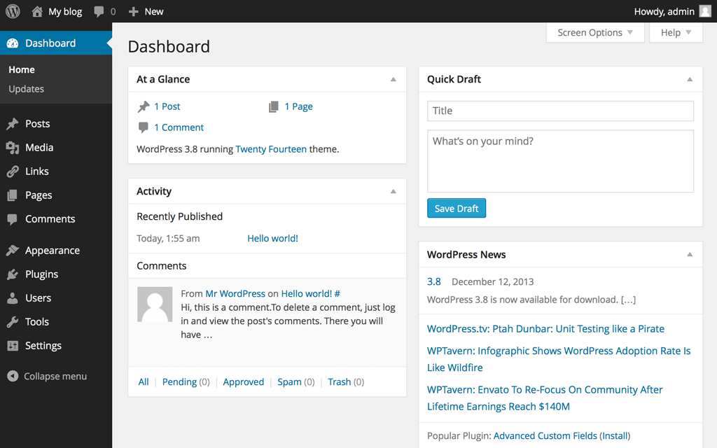 open wordpress