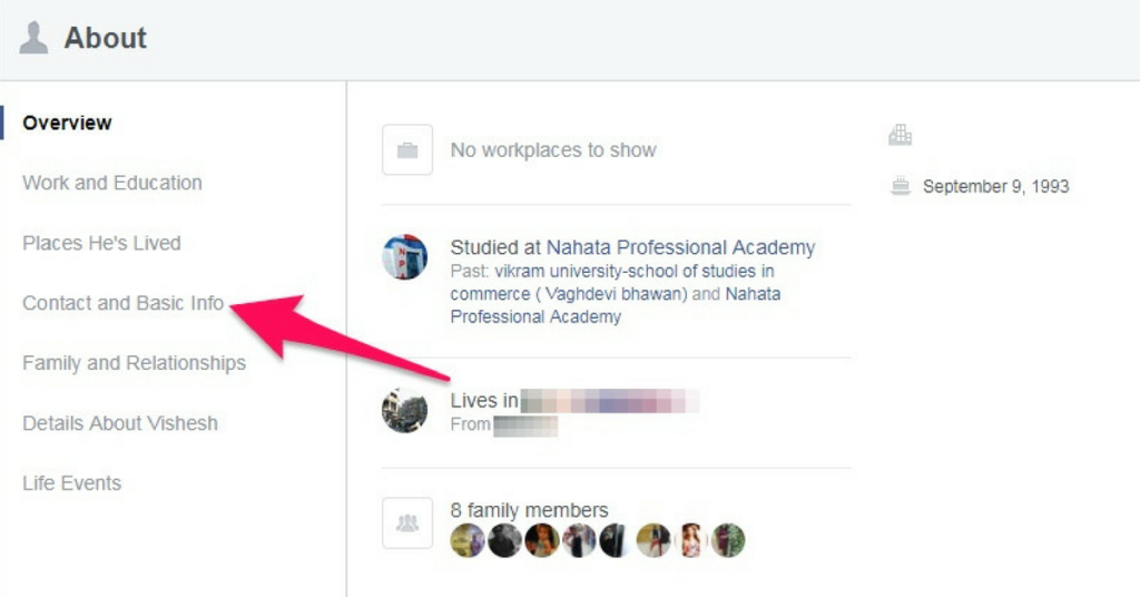 Facebook - Contact And Basic Info