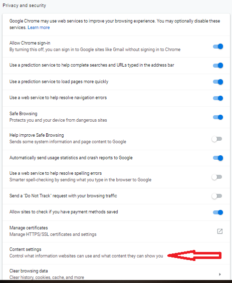 Content Settings