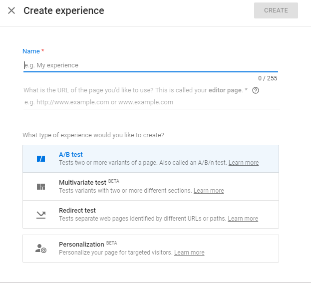 Experiment Name And Url