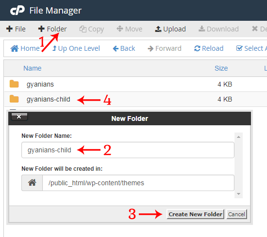 Create Child Theme Folder
