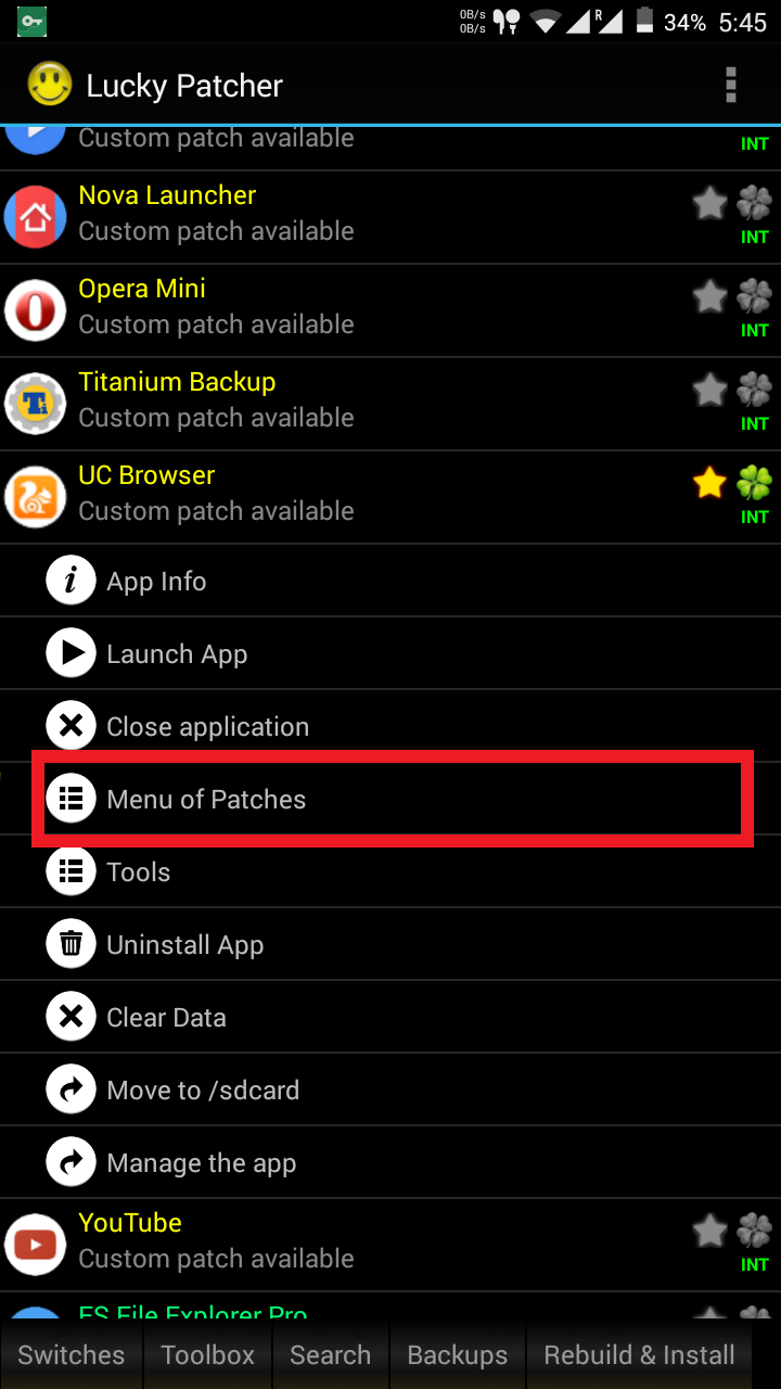 Open Menu Of Patches