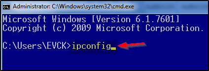 Enter Ipconfig/all Command