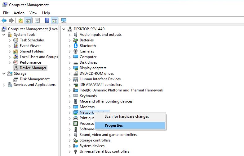 Select Network Adapters