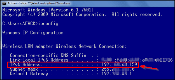 Enter Ipconfig/all Command