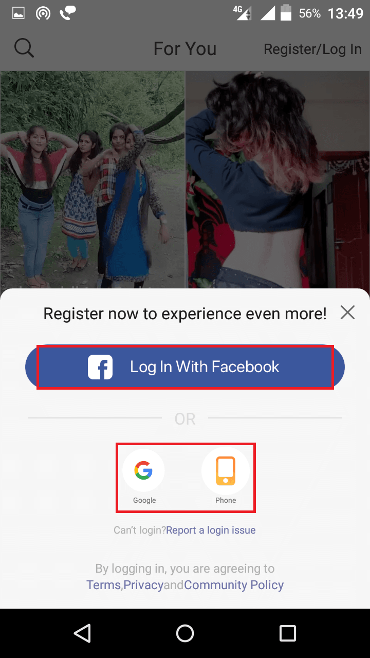 Click on register