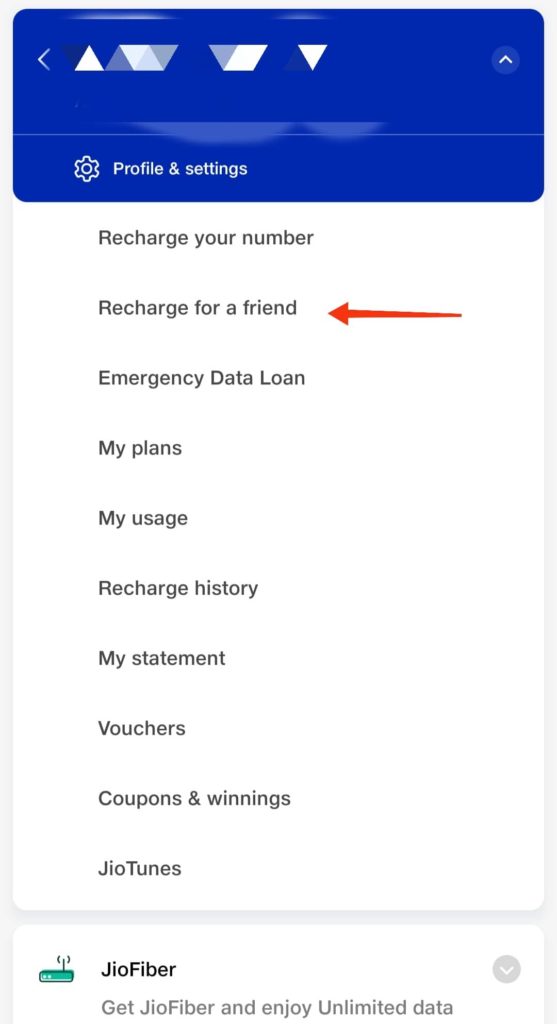 Recharge Option चुनें
