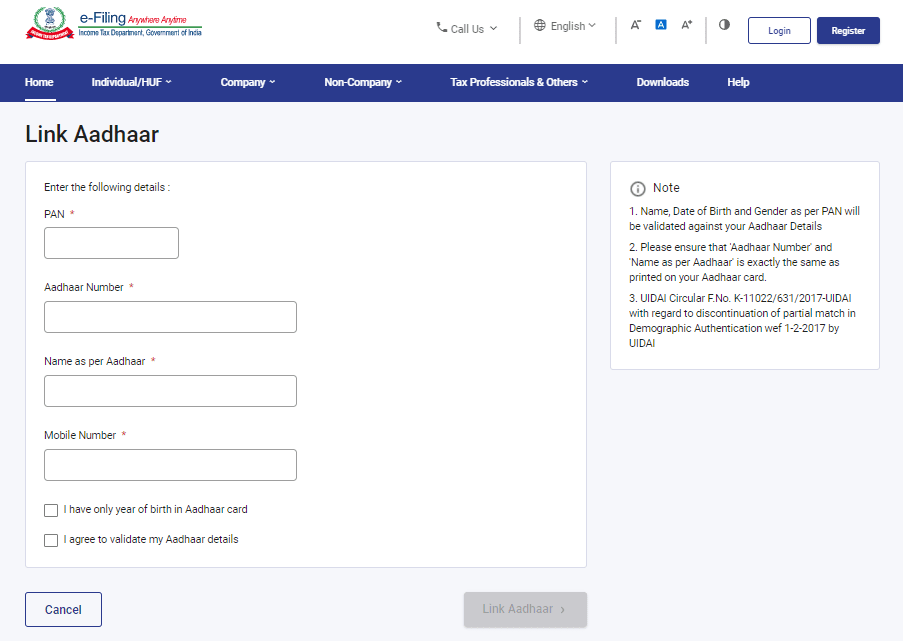 Link Aadhaar