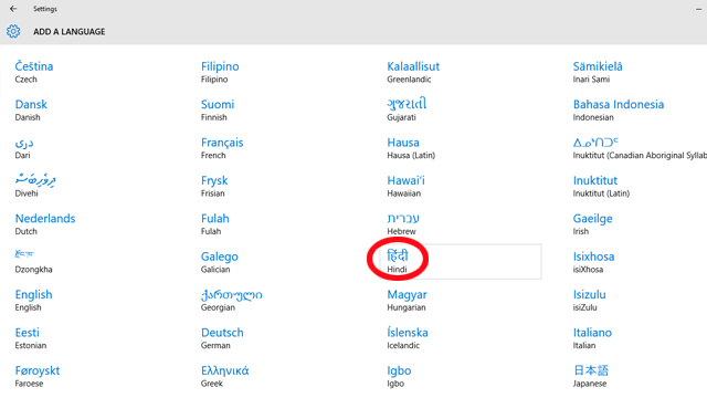 Select Hindi Language