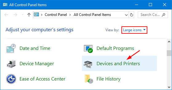 Devices And Printer_Control Panel