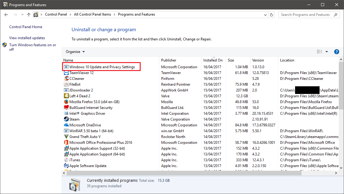 Programs And Features_Control Panel