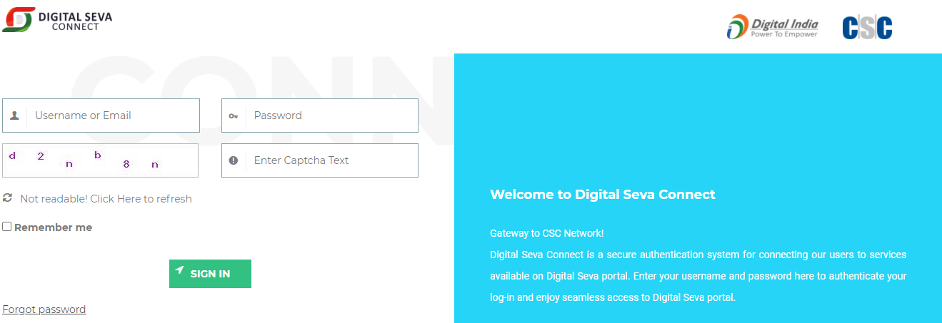 enter username and password