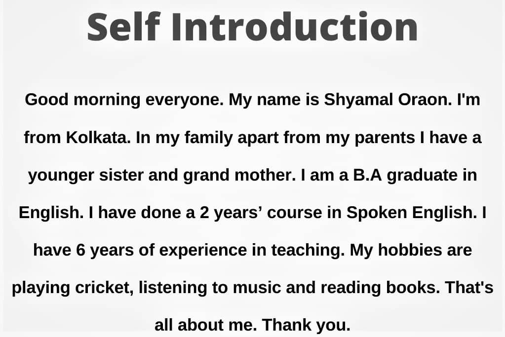 Self Introduction