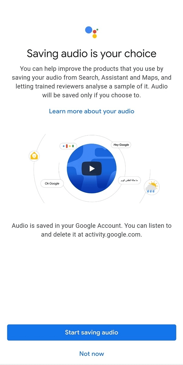 saving audio is your choice_click on not now