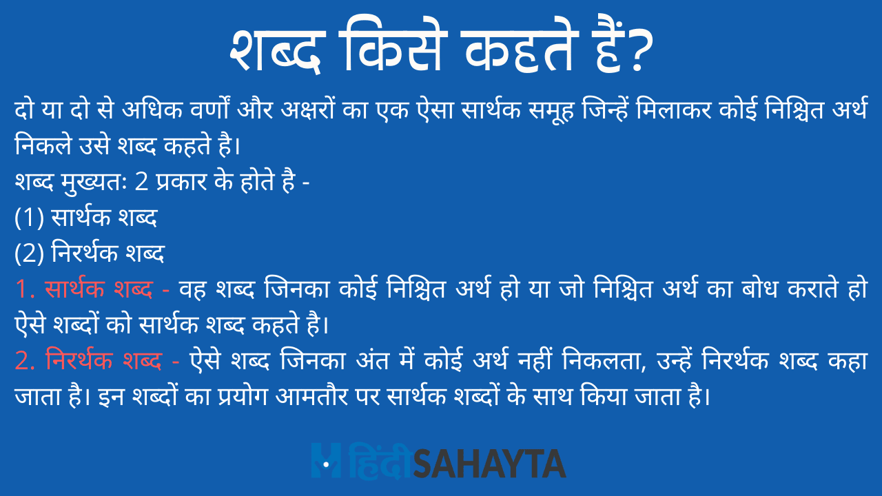 Shabd Kya Hote Hai