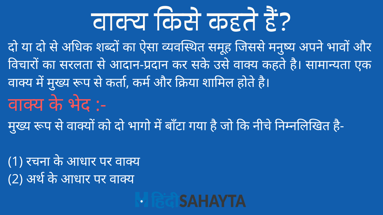 Vakya ki paribhasha